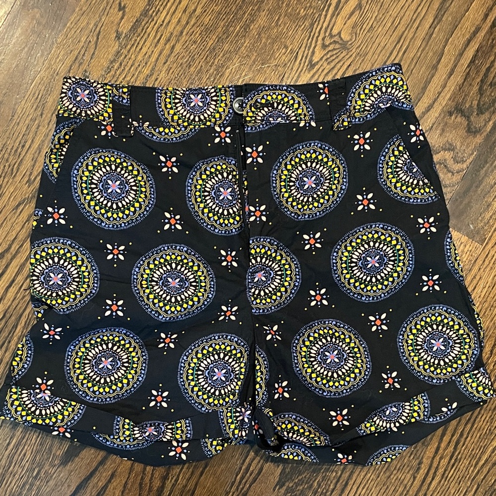 Anthropologie Black and Yellow Patterned Women's Shorts